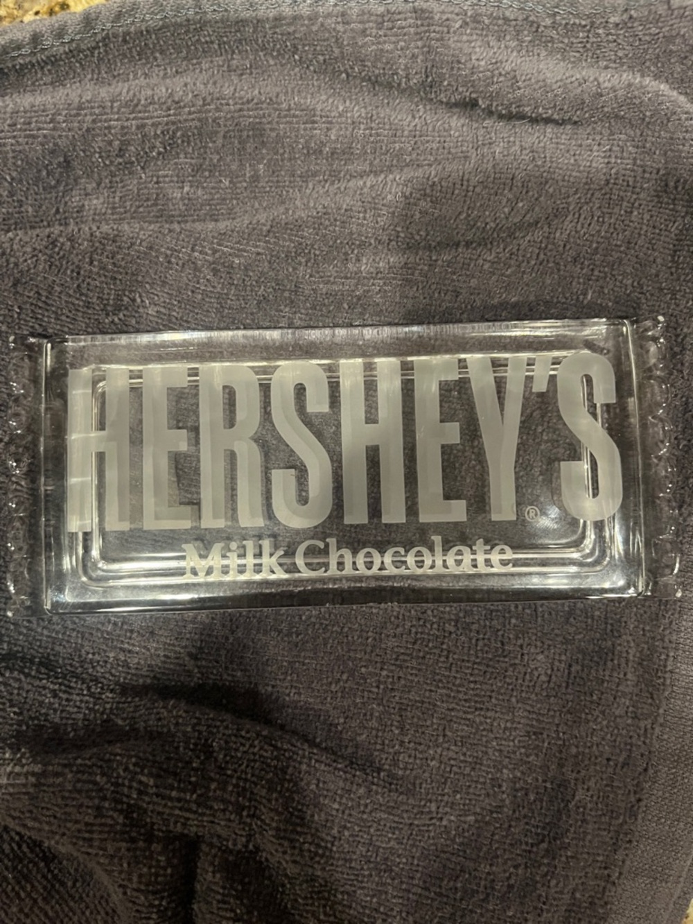 Hershey's Milk Chocolate Candy Bar Glass Covered Candy Dish Etched Classic Brown - Picture 3 of 12